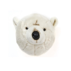 Cabeça De Urso Polar Branco Pelúcia De Parede