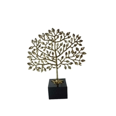 Par de Escultura Decorativa Metal Dourado Arvore Folhas com Base - comprar online