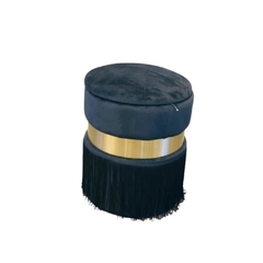 Puff Azul Metal Dourado Moderno Acinturado Metal - comprar online