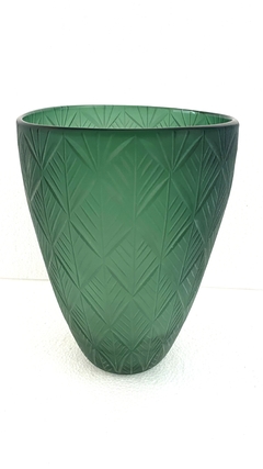 Vaso Cristal Verde Texturizado Maior Folhagens Fino Acabamen - comprar online