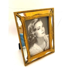 Porta Retrato Dourado Envelhecido Espelhado Design Classico - LUXdécor