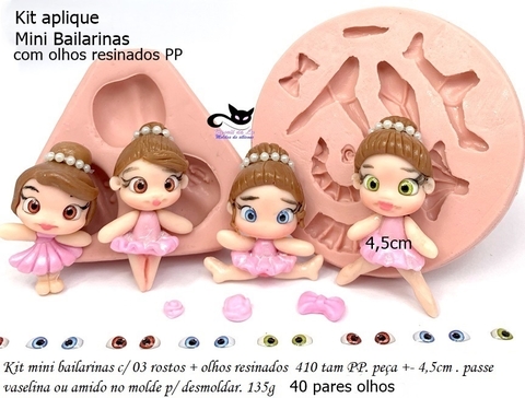 Molde de Silicone - Aplique Mini Fofos Bonecas com 03 roupas 5cm