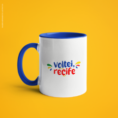 Caneca Voltei Recife alça e interior coloridos