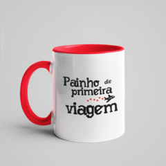 Caneca Painho De Primeira Viagem alça e interior coloridos