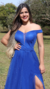 Vestido Longo Azul Royal Ombro A Ombro Com Fenda Isabelly - comprar online