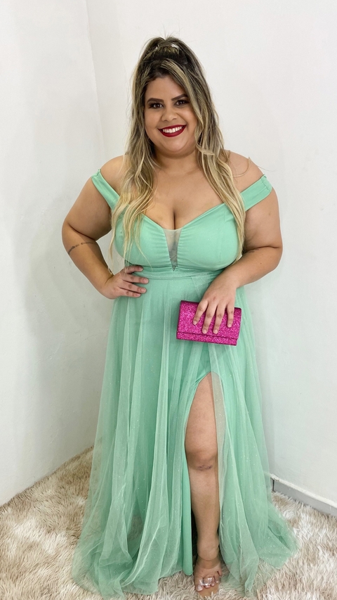 Vestido Longo Tiffany Ombro A Ombro Isabelly Plus Size