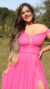 Vestido Longo Rosa Ombro A Ombro Com Fenda Isabelly - comprar online
