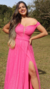 Vestido Longo Rosa Ombro A Ombro Com Fenda Isabelly - loja online