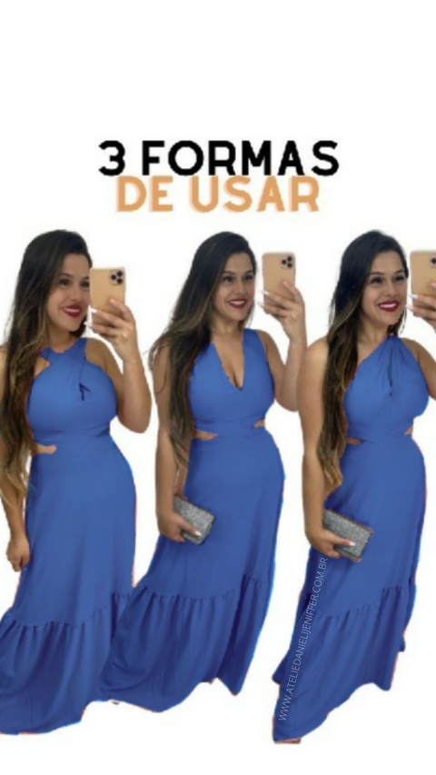 vestido Laís Azul Royal