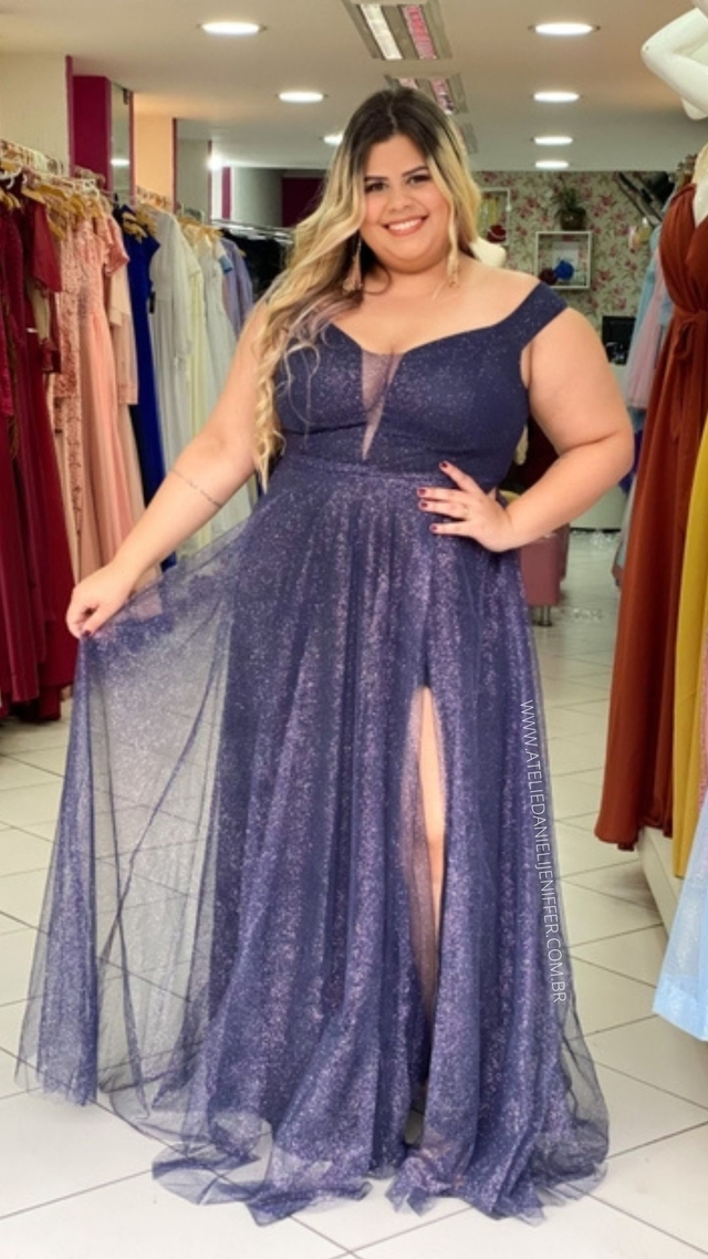 Vestido Longo Ombro A Ombro Azul Marinho Isabelly