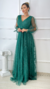 Vestido Longo De Manga Longa Verde Laço - ♡ Atelie Danieli Jeniffer |  Vestidos de Festa