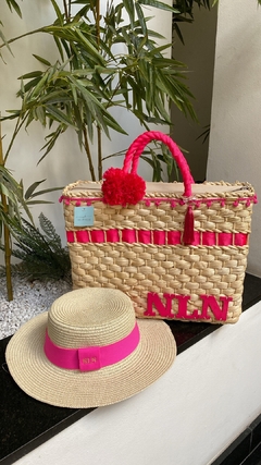 kit bolsa rosa neon + chapéu paris 1.0