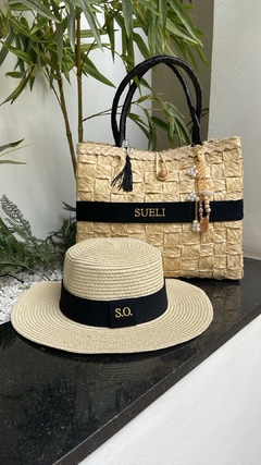 kit bolsa bloco preta + chapeu Paris 1.0