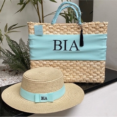 kit bolsa faixa + chapéu Paris 1.0 verde agua