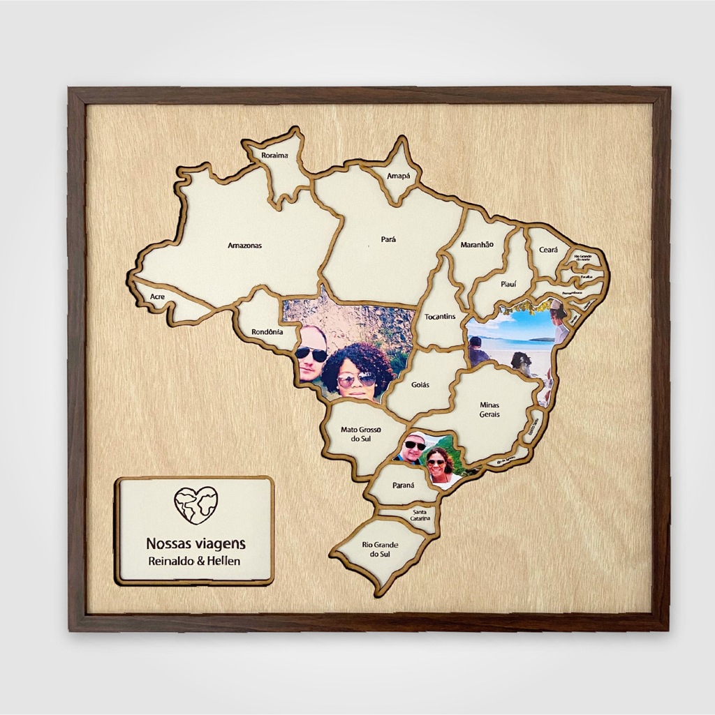 Mapa do Brasil com fotos - Mapa Decorativo de Viagens