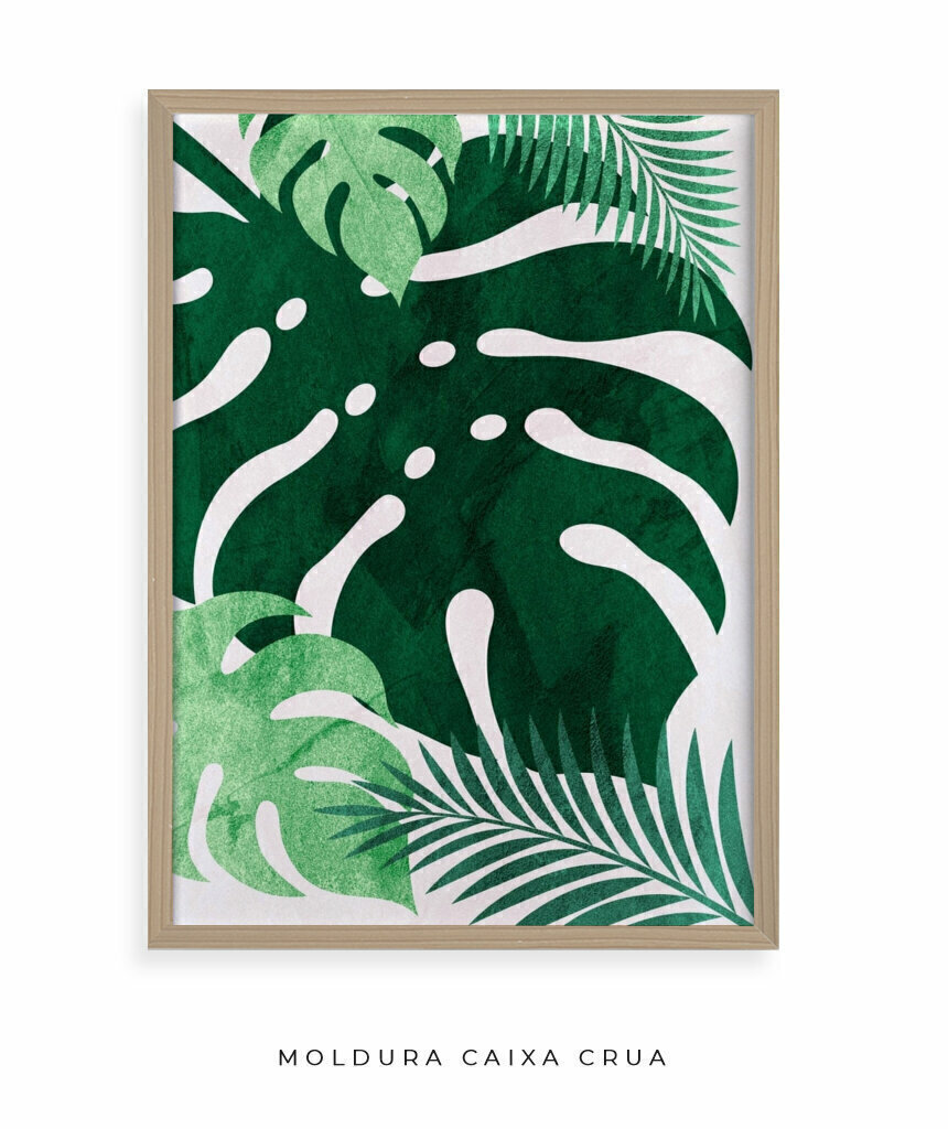 Quadro Decorativo 50x70 cm Folhas Verdes - Decore Pronto