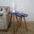 Conjunto Mesa De Canto Lateral Pé Palito Azul com Vidro 40/40 cm Diâmetro 60/70 cm Altura Casa Uai - comprar online