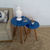 Conjunto Mesa De Canto Lateral Pé Palito Azul com Vidro 40/50 cm Diâmetro 60/70 cm Altura Casa Uai - comprar online