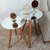 Conjunto Mesa De Canto Lateral Pé Palito Off White com Espelho 40/40 cm Diâmetro 60/70 cm Altura Casa Uai - comprar online