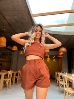 SHORTS AURORA LINHO MARROM na internet