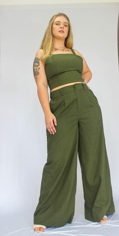 CROPPED ARPOADOR LINHO VERDE MILITAR