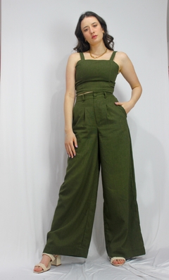 PANTALONA AURORA LINHO VERDE MILITAR - SUNNY SOUL