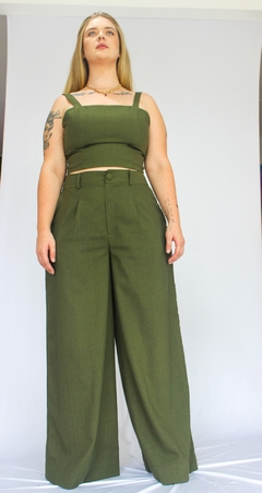 PANTALONA AURORA LINHO VERDE MILITAR - SUNNY SOUL