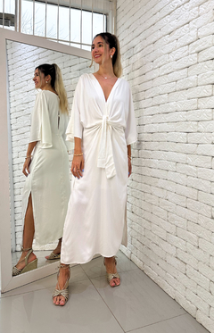 VESTIDO PIETRA VISCOSE MIDI OFF WHITE - comprar online