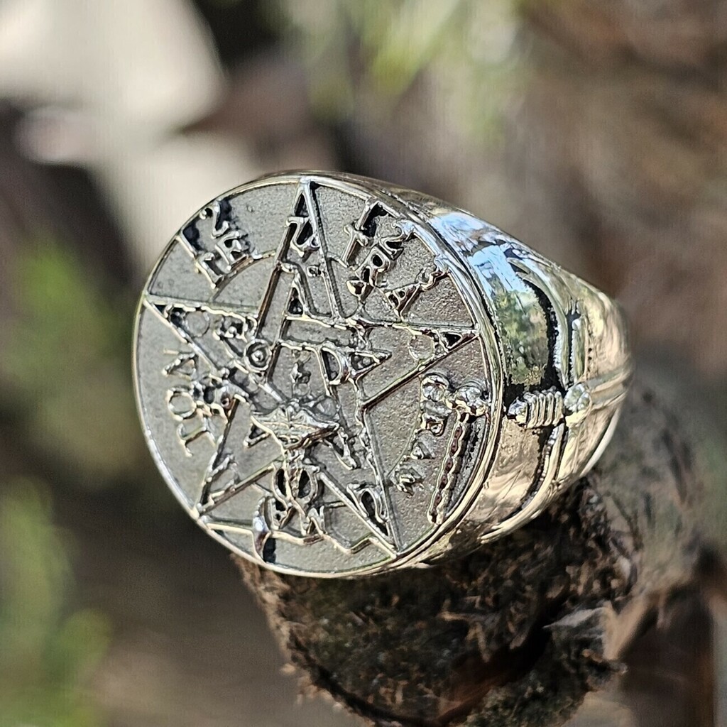 Anillo de Sello Tetragramaton con Espadas - Amarrarte