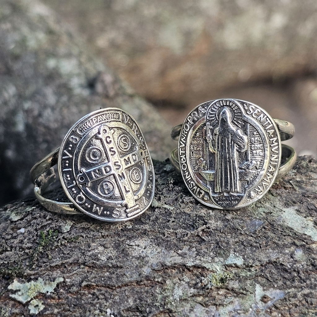 Anillo San Benito en Plata 925 o Alpaca y Bronce