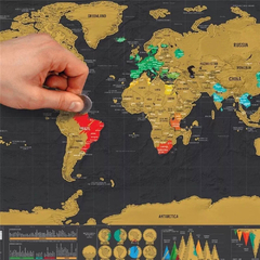 Mapa Mundi para Raspar Mapa do Mundo Grande 80 x 60 cm