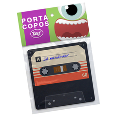 Imagem do Jogo de Porta Copos Fita Cassete K7 Retrô Vintage - 4 peças