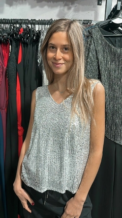 Blusa lentejuelas plata hotsell