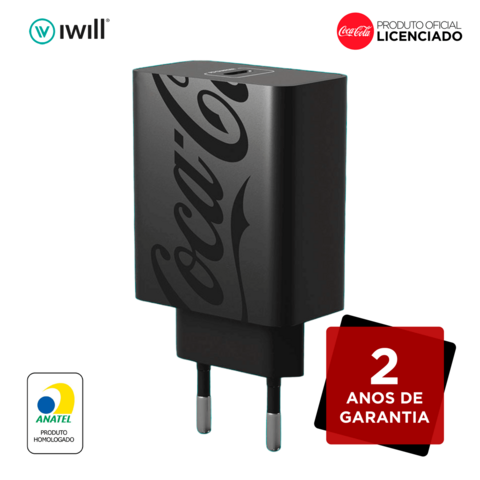 Carregador USB-C PD 20W Coca-Cola - Vermelho - iWill® - Acessórios