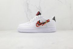 Air force ones red and best sale blue swoosh