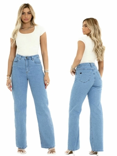 Calça Jeans Modelo Wide Leg cintura alta com elastano na internet