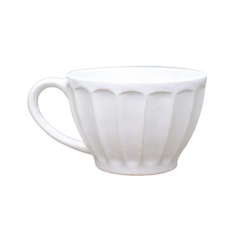 Taza de Cerámica Facetada Blanca 350ml