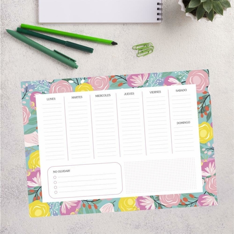 Pizarra Planner semanal mediana imantada Flowers