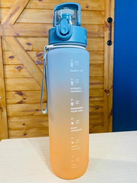 Botella de agua Motivacional Celeste y Salmon 1LT