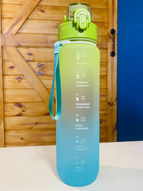 Botella de agua Motivacional verde y turqueza 1LT