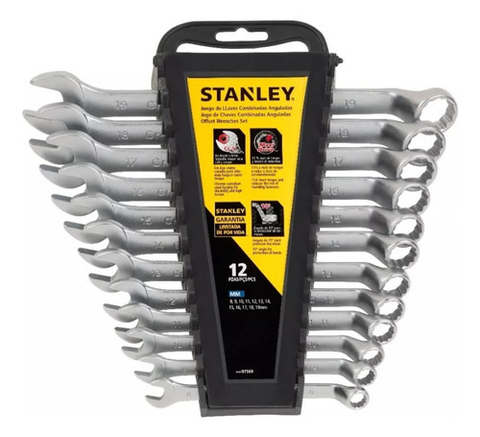 Juego Set 12 Llaves Combinadas Acodadas Stanley