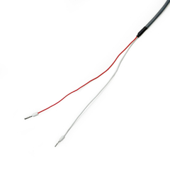 Sensor RTD para compressores com fios vermelho e branco.