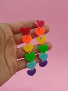 Aretes Corazones Largos - tienda online