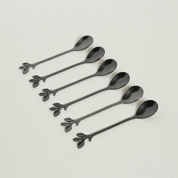 Set de 6 cucharitas de postre de acero inoxidable con líneas en