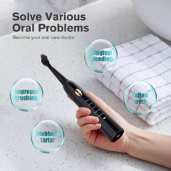 Imagen de Kit Cuidado Dental Cepillo Eléctrico Usb + Organizador Doble Vaso Porta Cepillo