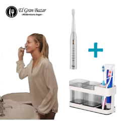 Kit Cuidado Dental Cepillo Eléctrico Usb + Organizador Doble Vaso Porta Cepillo - comprar online