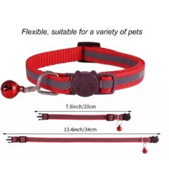 Collar Reflectivo Para Gatos Perros Pequeños + Cascabel