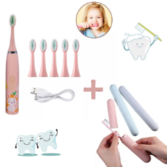 Kit Cuidado Dental Infantil: Cepillo de Dientes Eléctrico USB + Estuche Porta Cepillo - comprar online