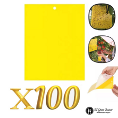 Pack X 100 Placas Adhesivas Trampa Cromática Insectos Jardín
