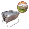 Parrilla Portátil Plegable Con Pie Acero Inox. Camping Doble